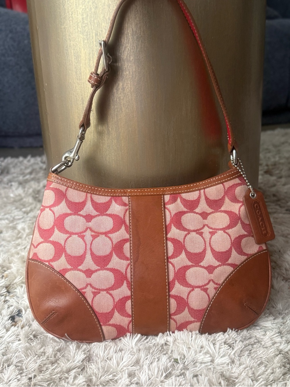 COACH VINTAGE 2002 RED SIGNATURE DEMI HOBO